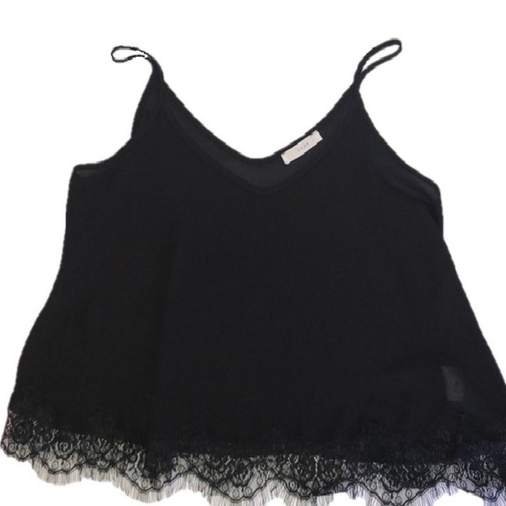 LUSH | Black Sheer Lace Top | Size S | NWOT